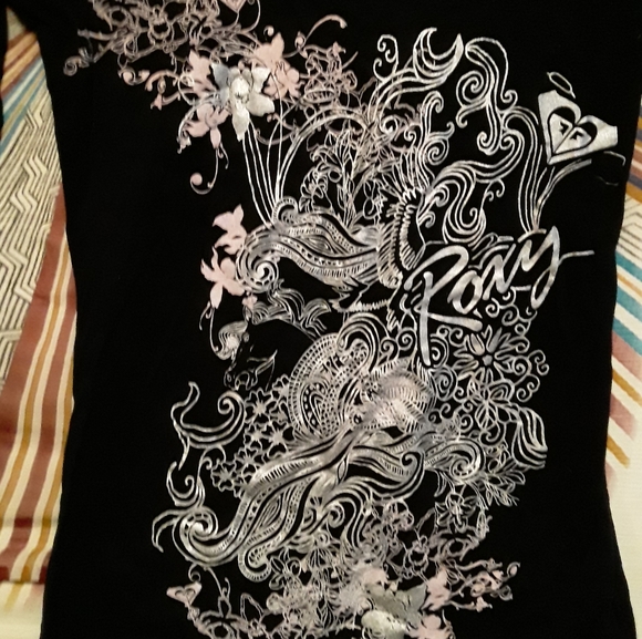 Roxy Paradise Womens Medium Black & White Print Teeshirt - Picture 5 of 14